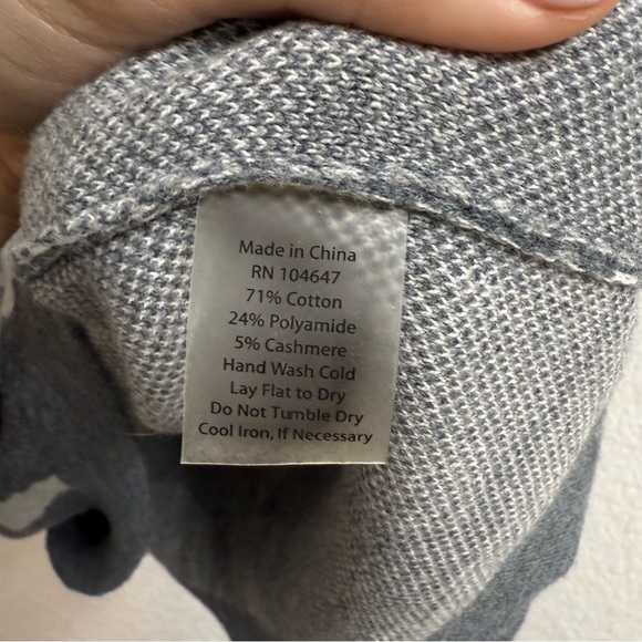 Kinross Cashmere Cotton Blend Sweater – Gray Floral Camo Print Size Small - Picture 4 of 4